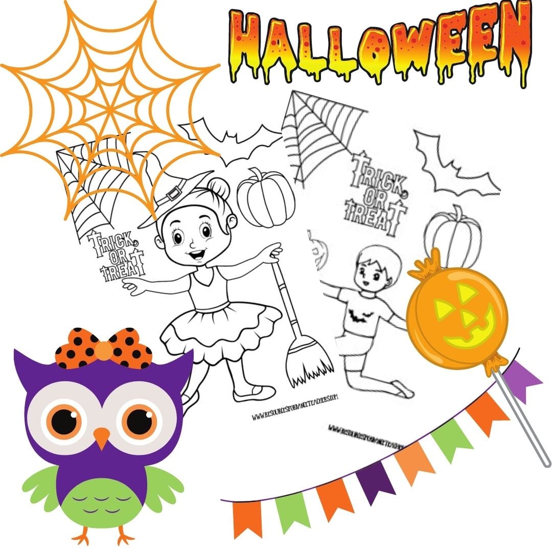 Halloween preschool dance class plan and colouring pages resources for dance teachers