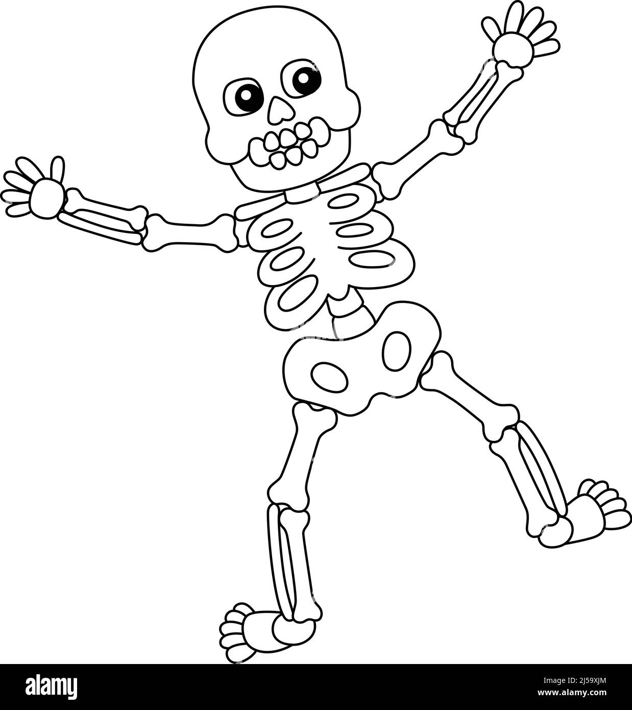 Dancing skeleton halloween coloring page isolated stock vector image art