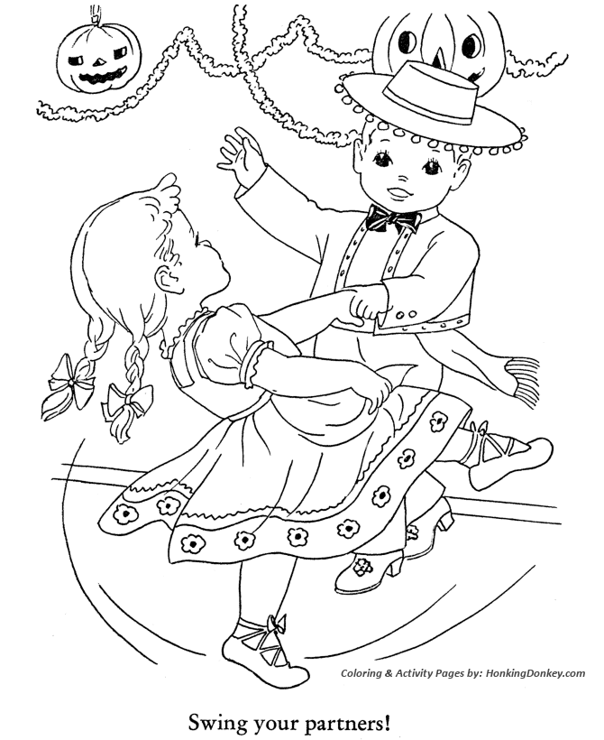 Halloween party coloring pages