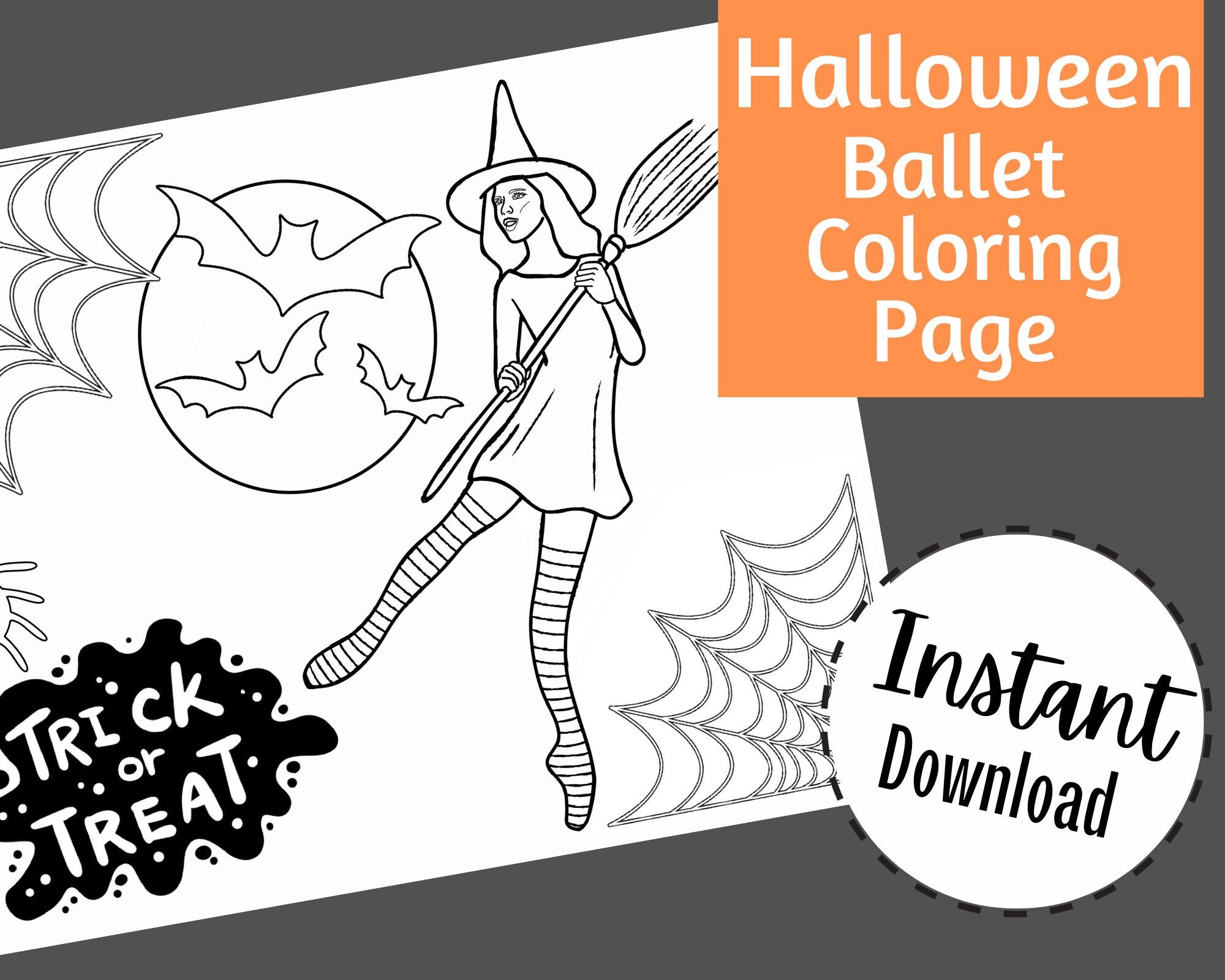 Halloween ballet coloring page dance instant download pdf dance teacher