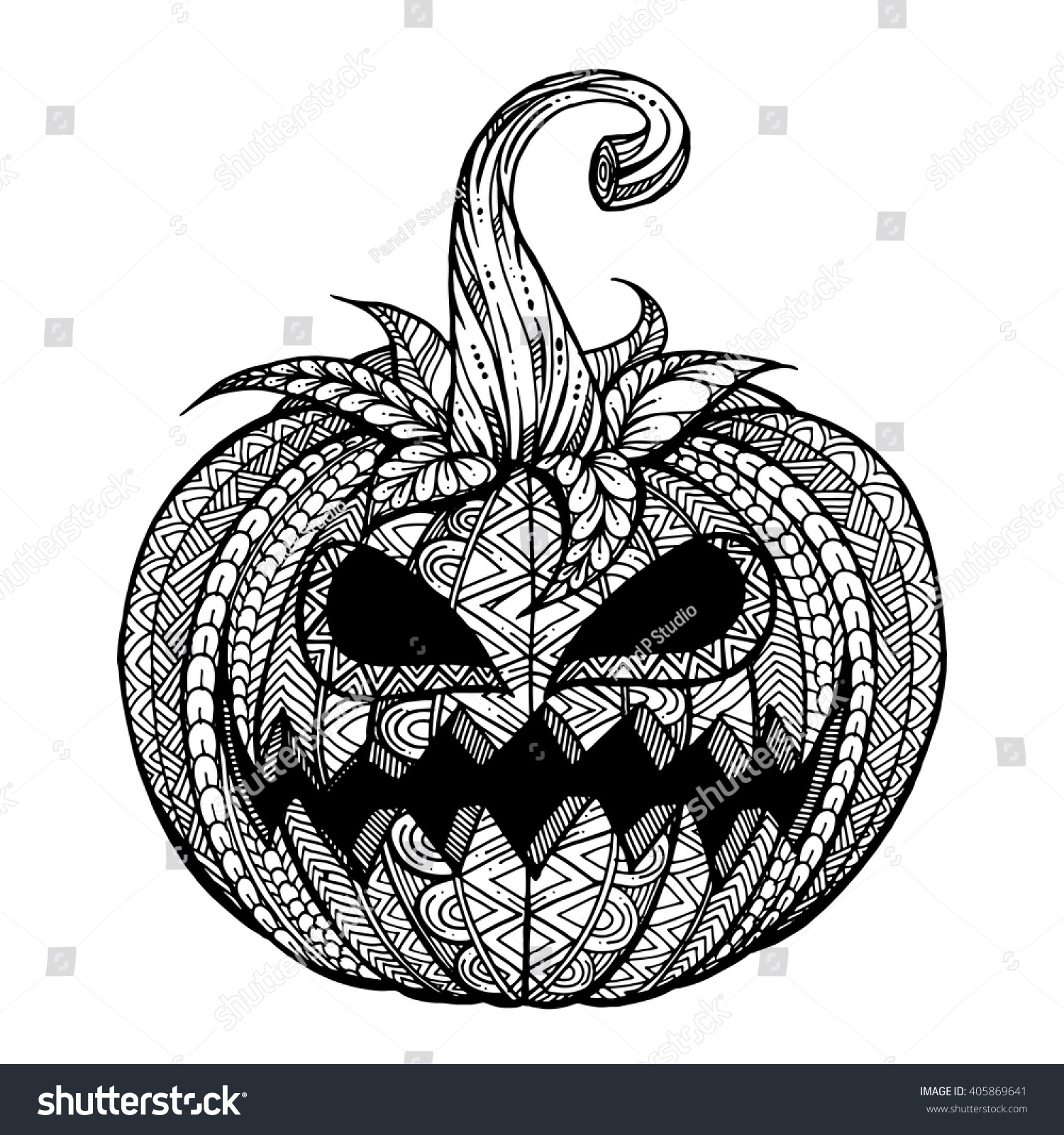 Hand drawn doodle halloween decorations pumpkin stock vector royalty free