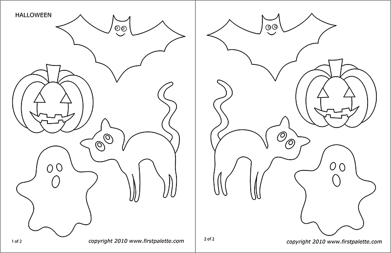 Halloween characters free printable templates coloring pages