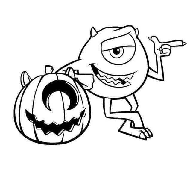 Mike wazowski disney halloween coloring page