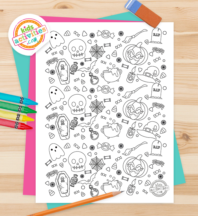 Free printable halloween doodle coloring pages kids activities blog