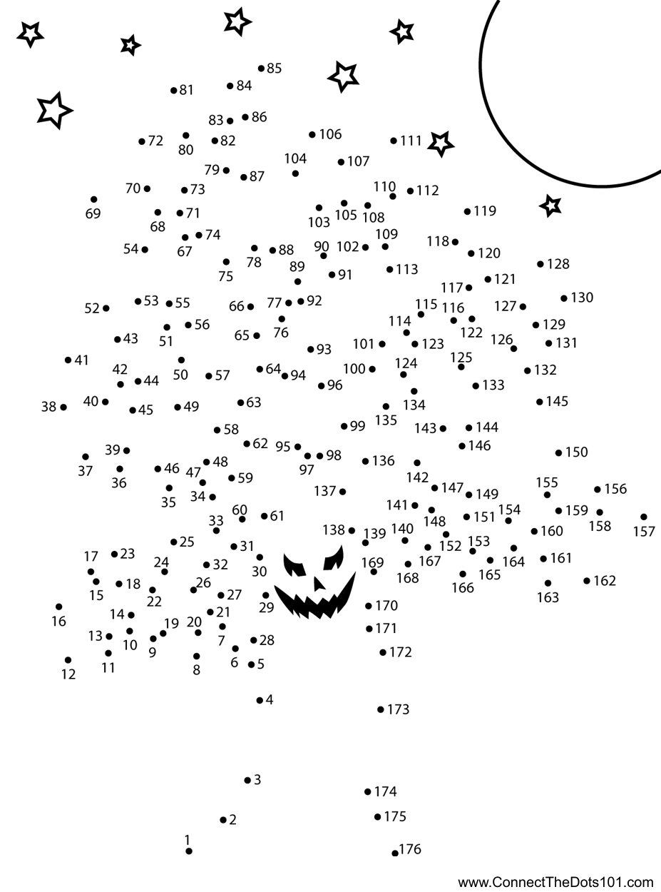 Scary tree dot to dot printable worksheet