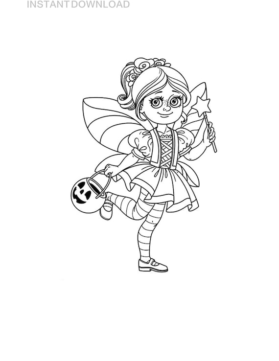 Printable halloween princess coloring page plus bonus instant download digital file x printable