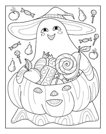 Premium vector halloween coloring pages for adults coloring book