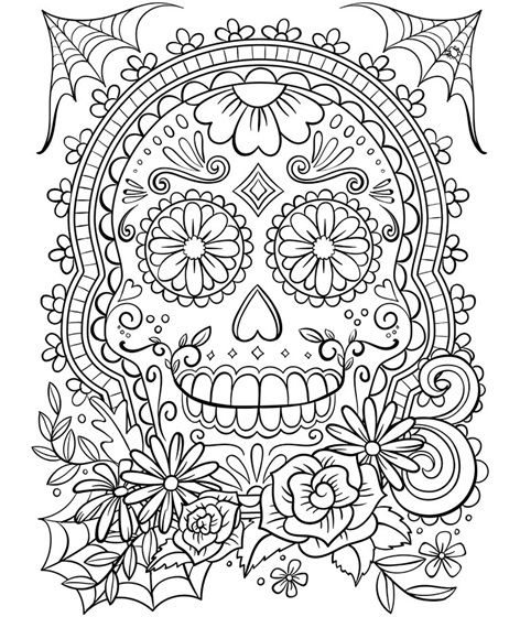 Sugar skull skull coloring pages free halloween coloring pages free adult coloring pages