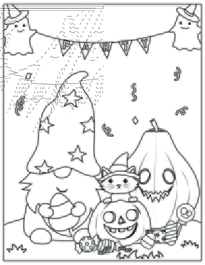 Halloween gnome coloring pages free printable fairy garden diy