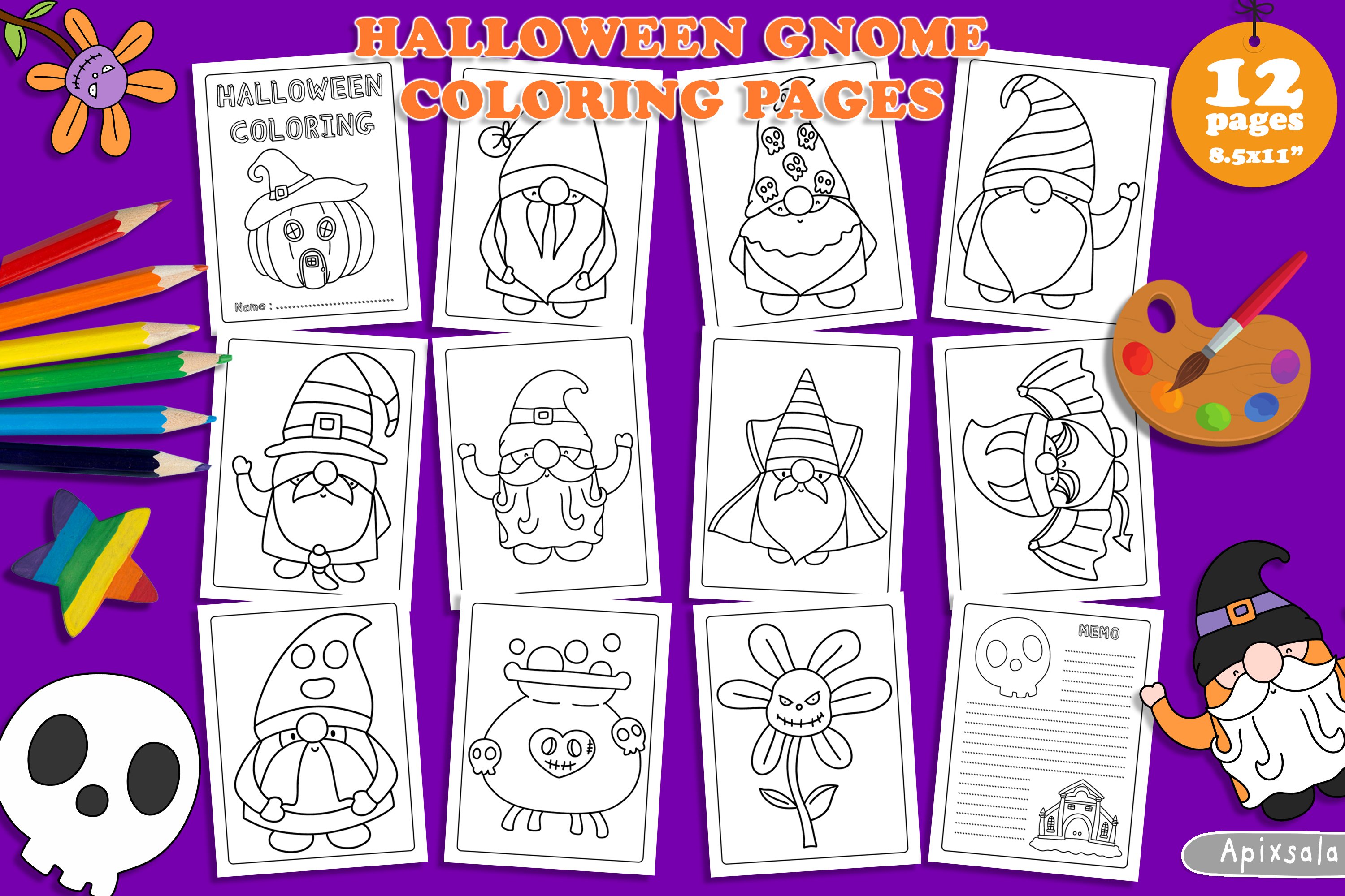 Halloween gnome coloring pages kids coloring