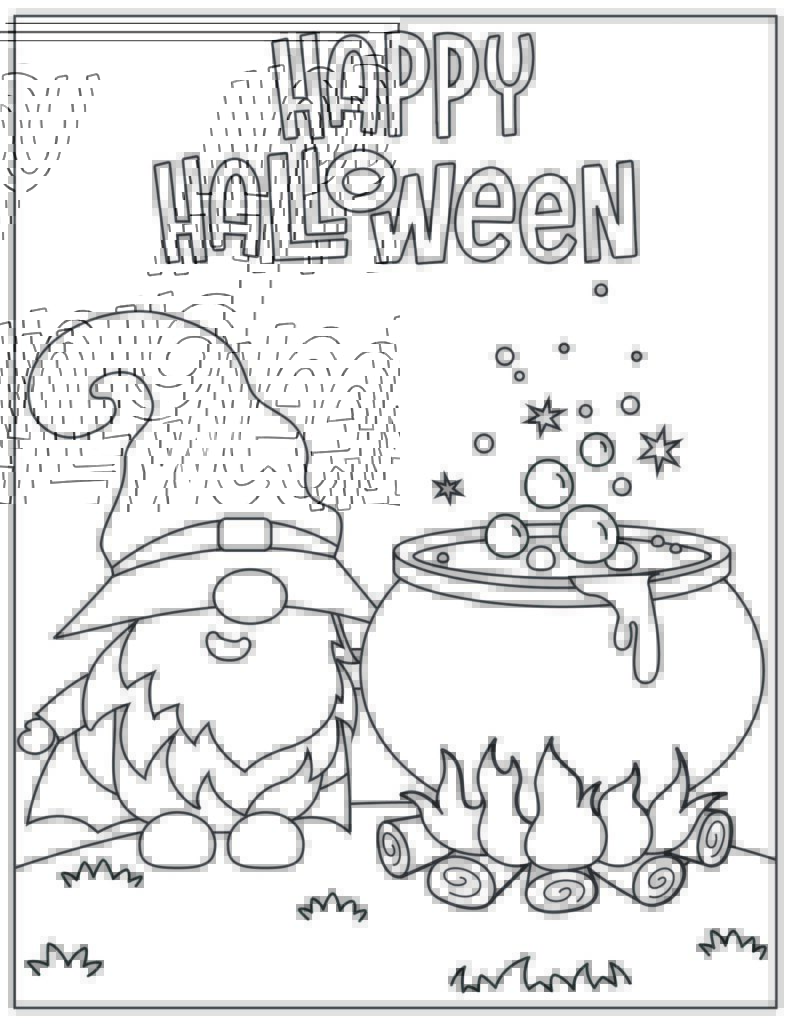 Halloween gnome coloring pages free printable fairy garden diy