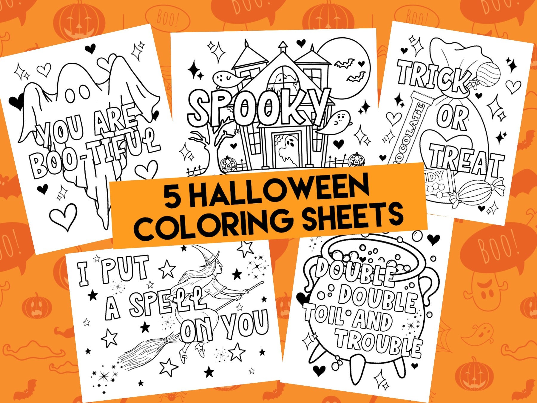 Halloween coloring sheets coloring pages for adults kids pages of spooky fun ghost witch haunted house cauldron and candy