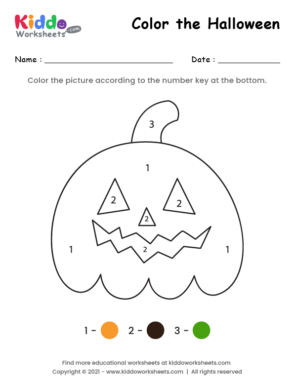 Free printable color the halloween worksheet
