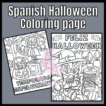 Halloween spooky boo coloring page spanish craft activities sub plans projects