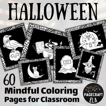 Simple halloween mindful coloring sheets classroom decor october or fall