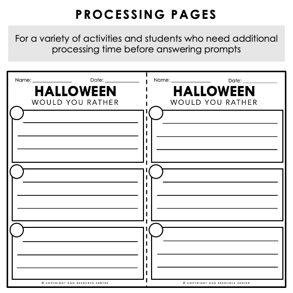Halloween would you rather icebreakers social task cards printab â autism grown up