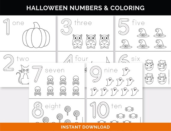 Halloween worksheets for kids printable tracing and coloring worksheets for numbers