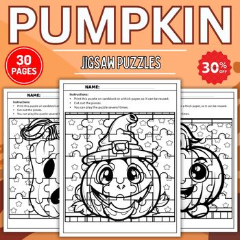 Autumn pumpkin jigsaw puzzles coloring pages sheets