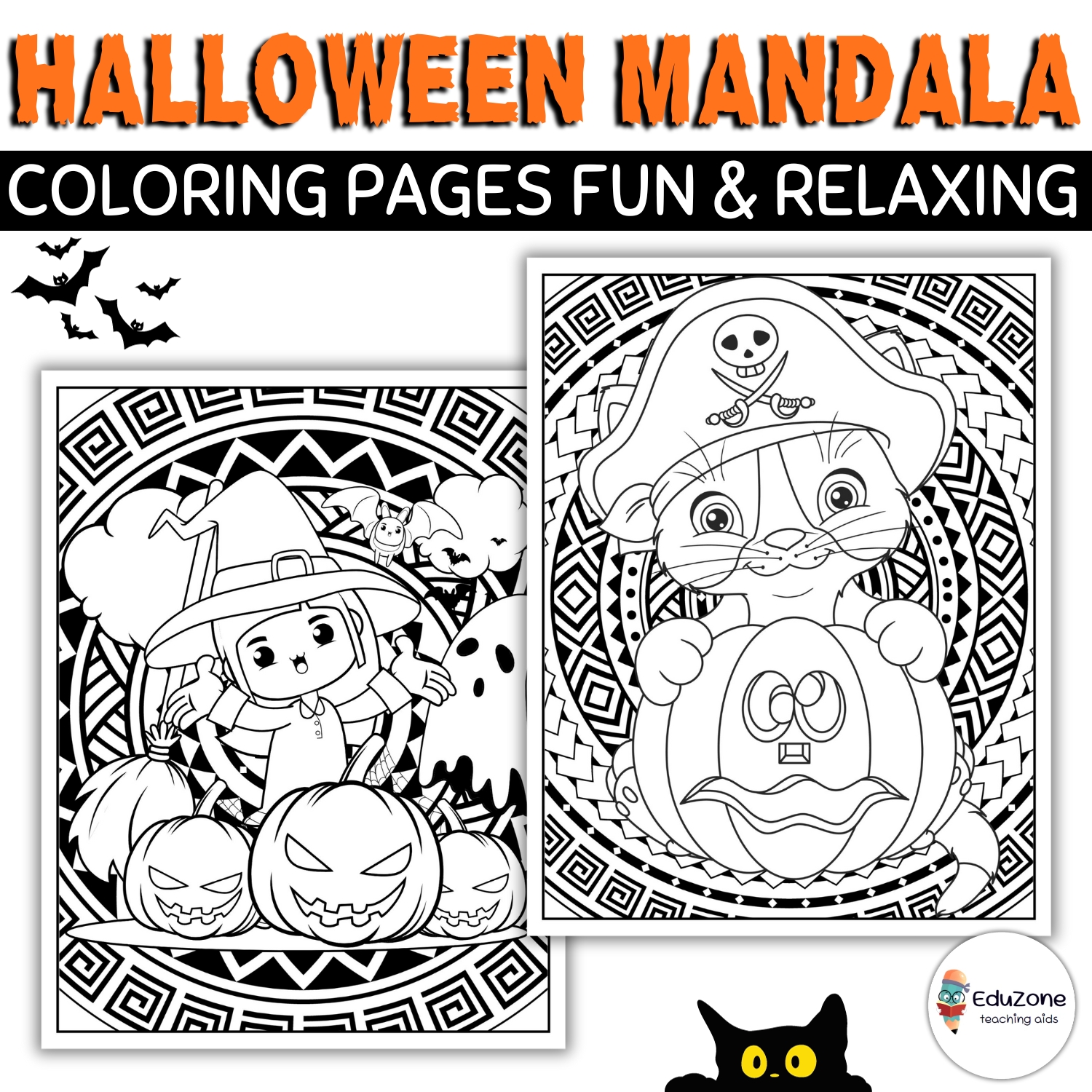 Halloween mandala coloring pages spooky creative fun for kids