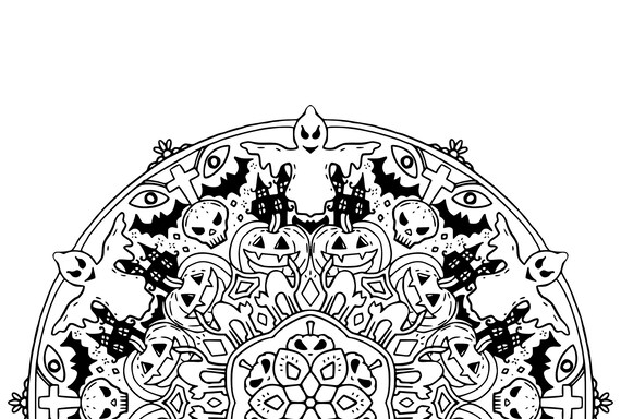 Halloween mandala coloring pages digital download instant download