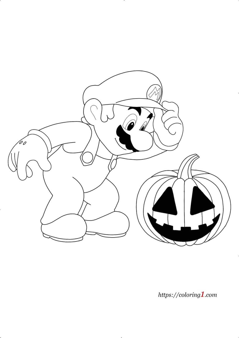 Mario halloween coloring pages