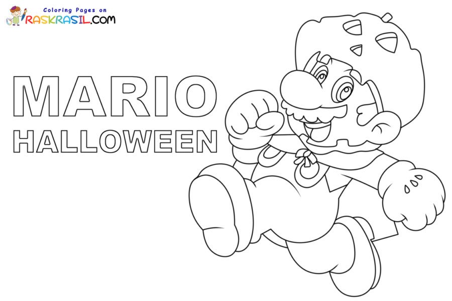Mario halloween coloring pages printable for free download