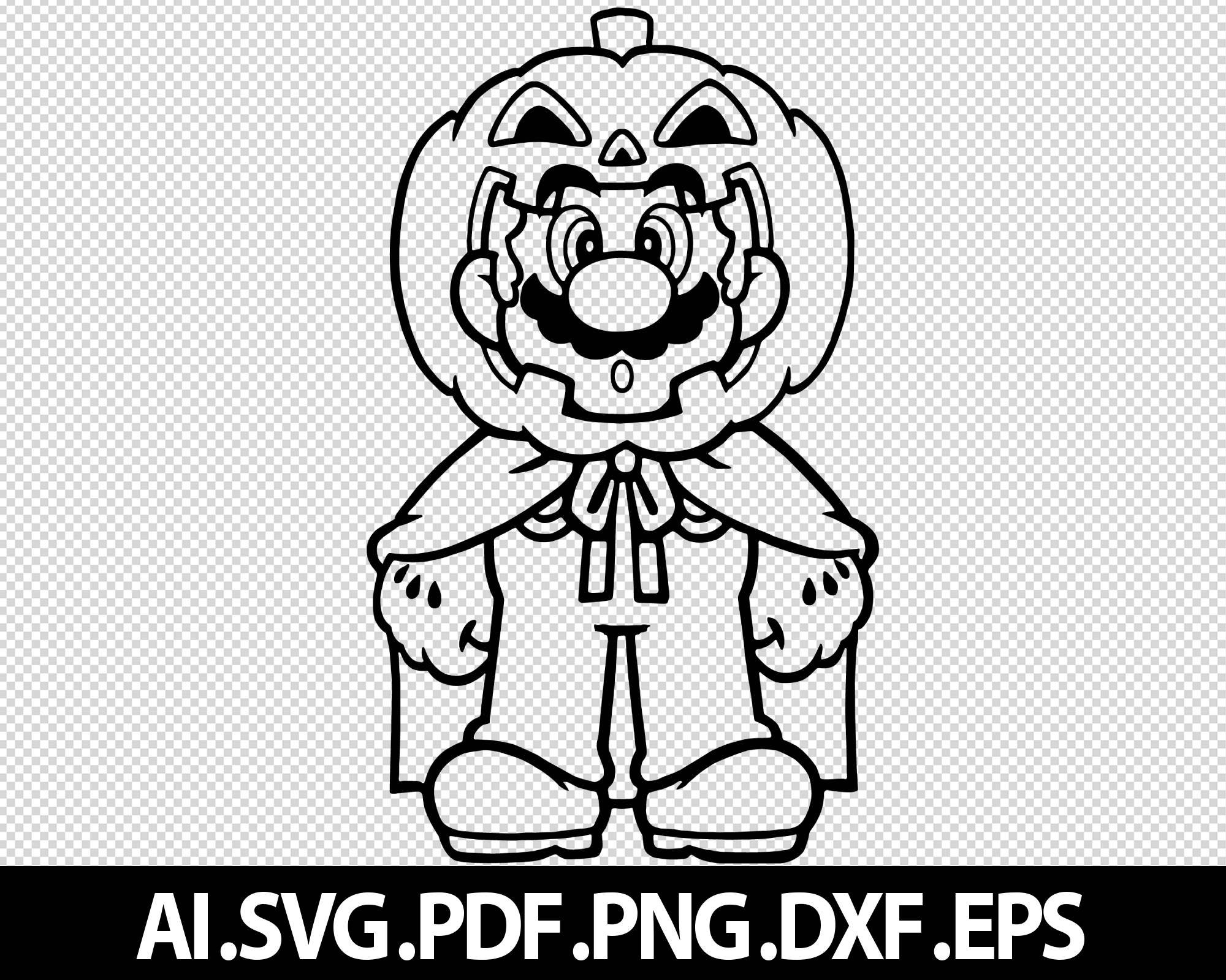 Super mario halloween svg png pdf vector digital file instant download