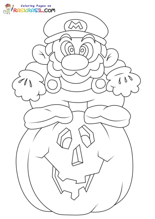 Mario halloween coloring pages printable for free download
