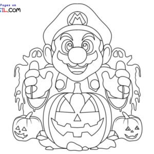 Mario halloween coloring pages printable for free download
