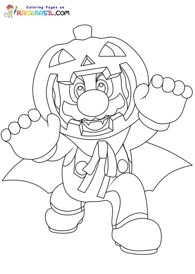 Mario halloween coloring pages printable for free download