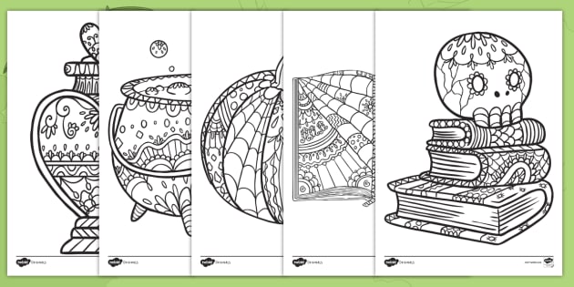 Cute halloween louring pages primary resources