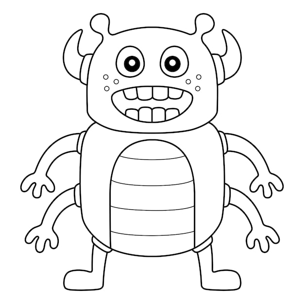 Premium vector four arm monster coloring page for kids