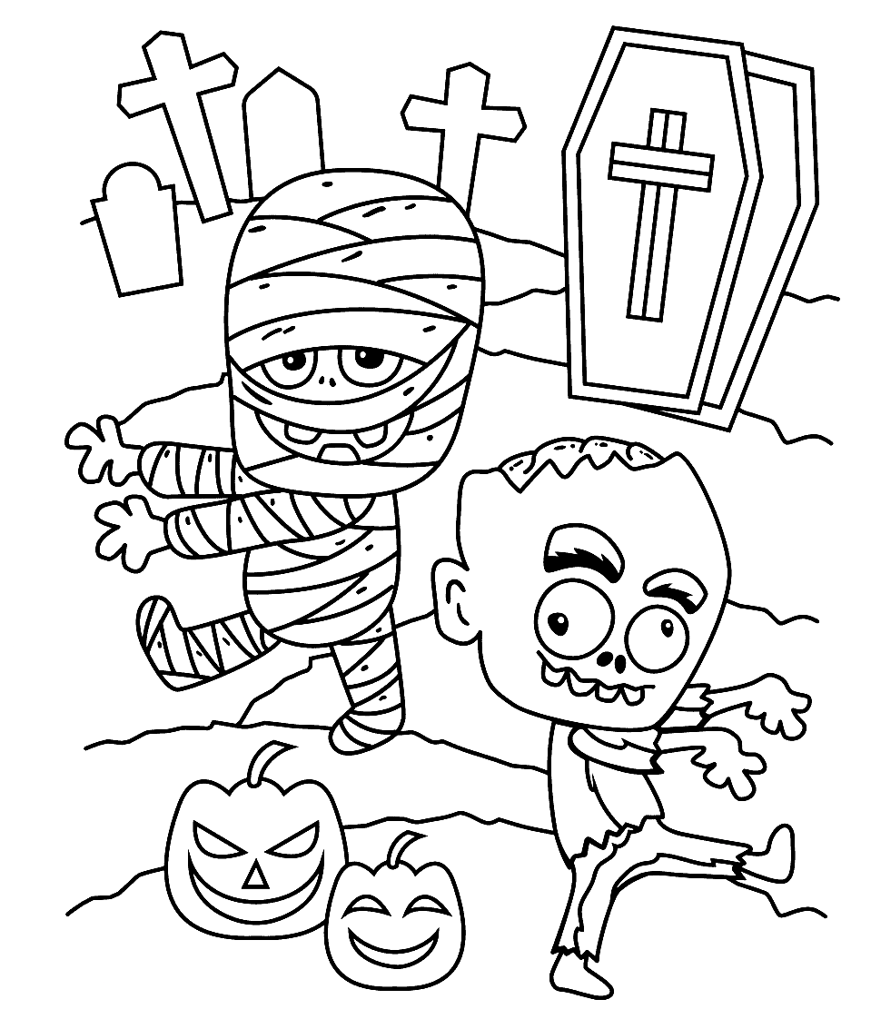 Halloween monsters coloring pages printable for free download