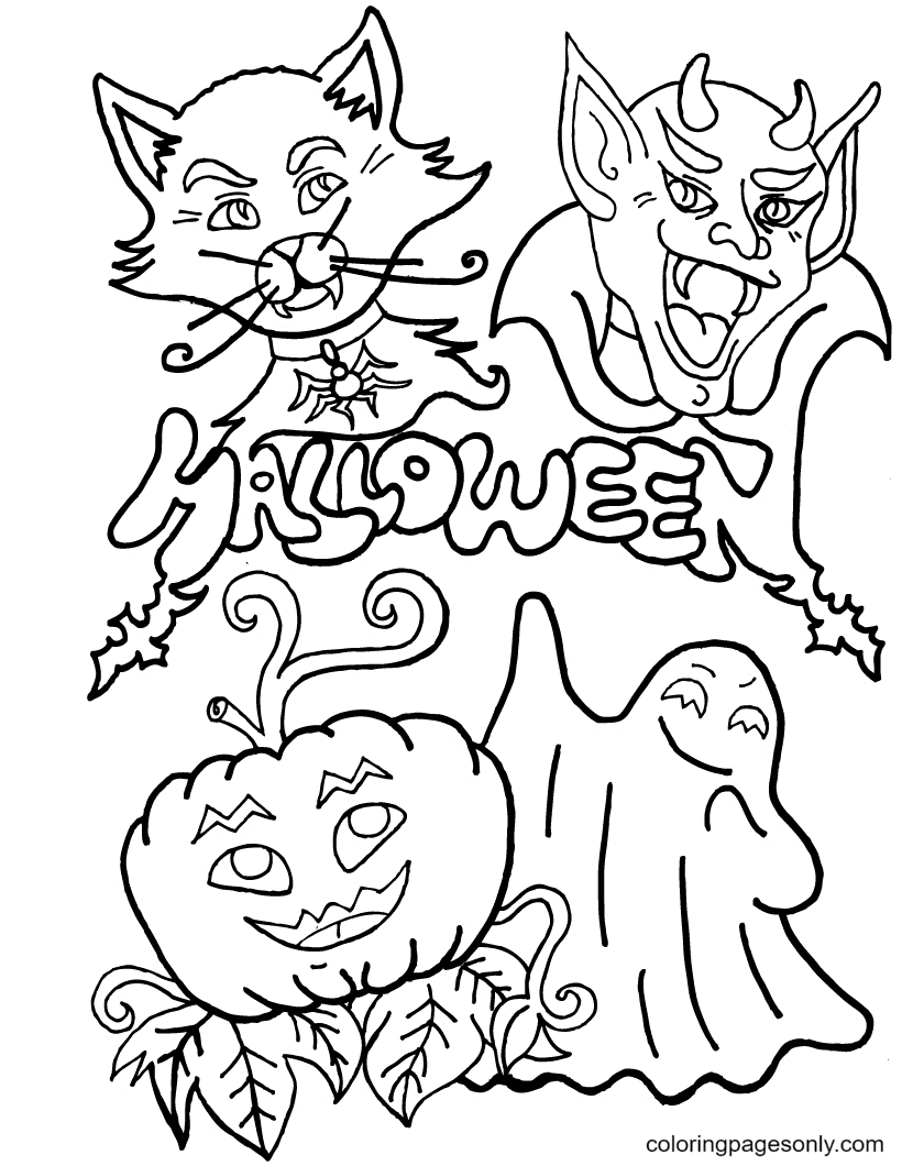 Halloween monsters coloring pages printable for free download