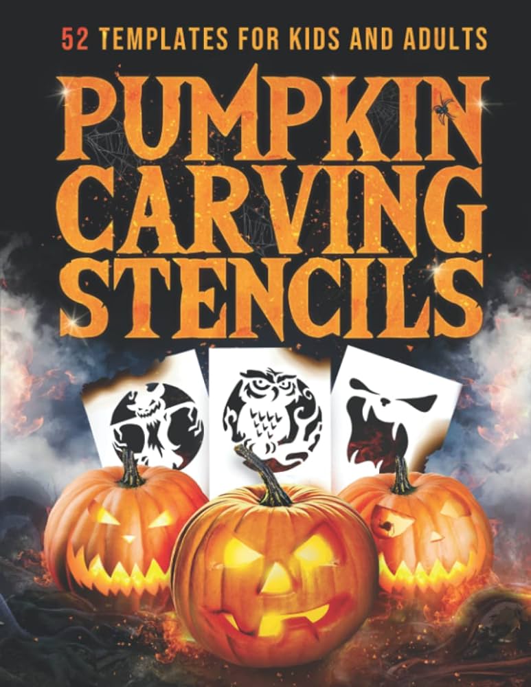 Pumpkin carving stencils halloween templates for carving pumpkins decorating stencil and painting crafts for kids and adults pumpkin stencils press scary night books