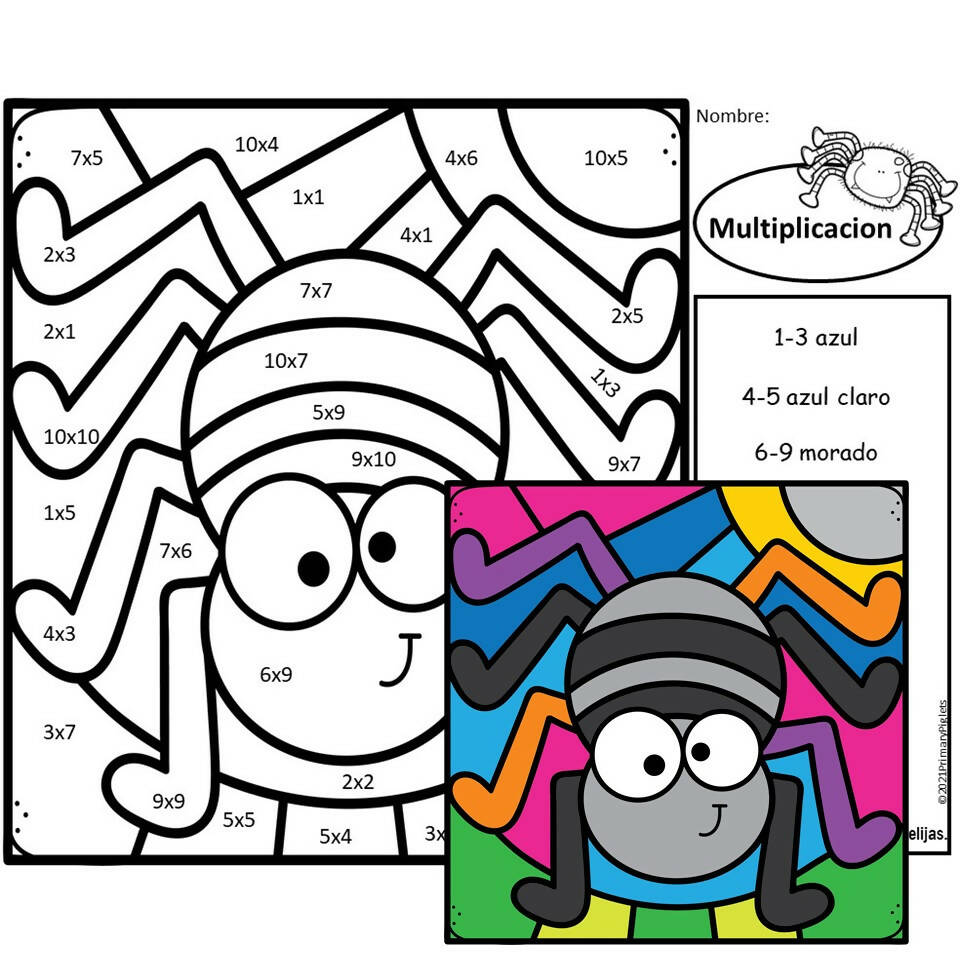 Spanish halloween color by number multiplication halloween color by co â bilingual marketplace