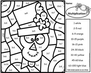 Halloween color by code multiplication facts color by number pumpkin math witch elementary school activities halloween multiplication halloween color by number