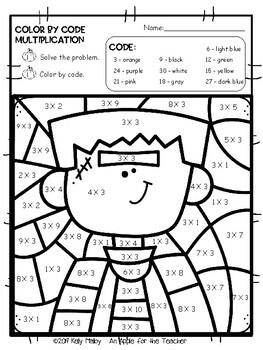 Free halloween color by number multiplication coloring pages rd th th grade
