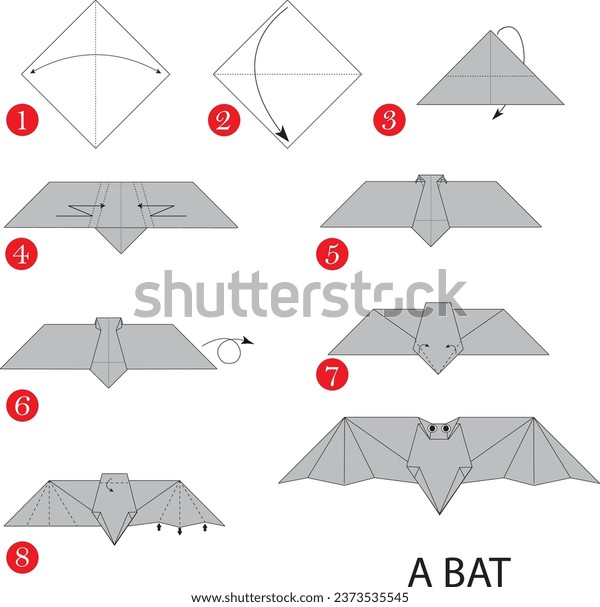 Origami bat halloween decoration step by stock vector royalty free