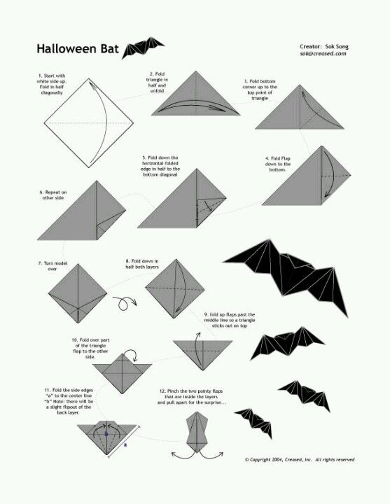 Broken how to make an origami bat origami easy origami patterns halloween origami