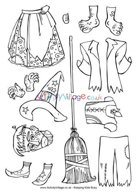 Halloween paper doll stumes