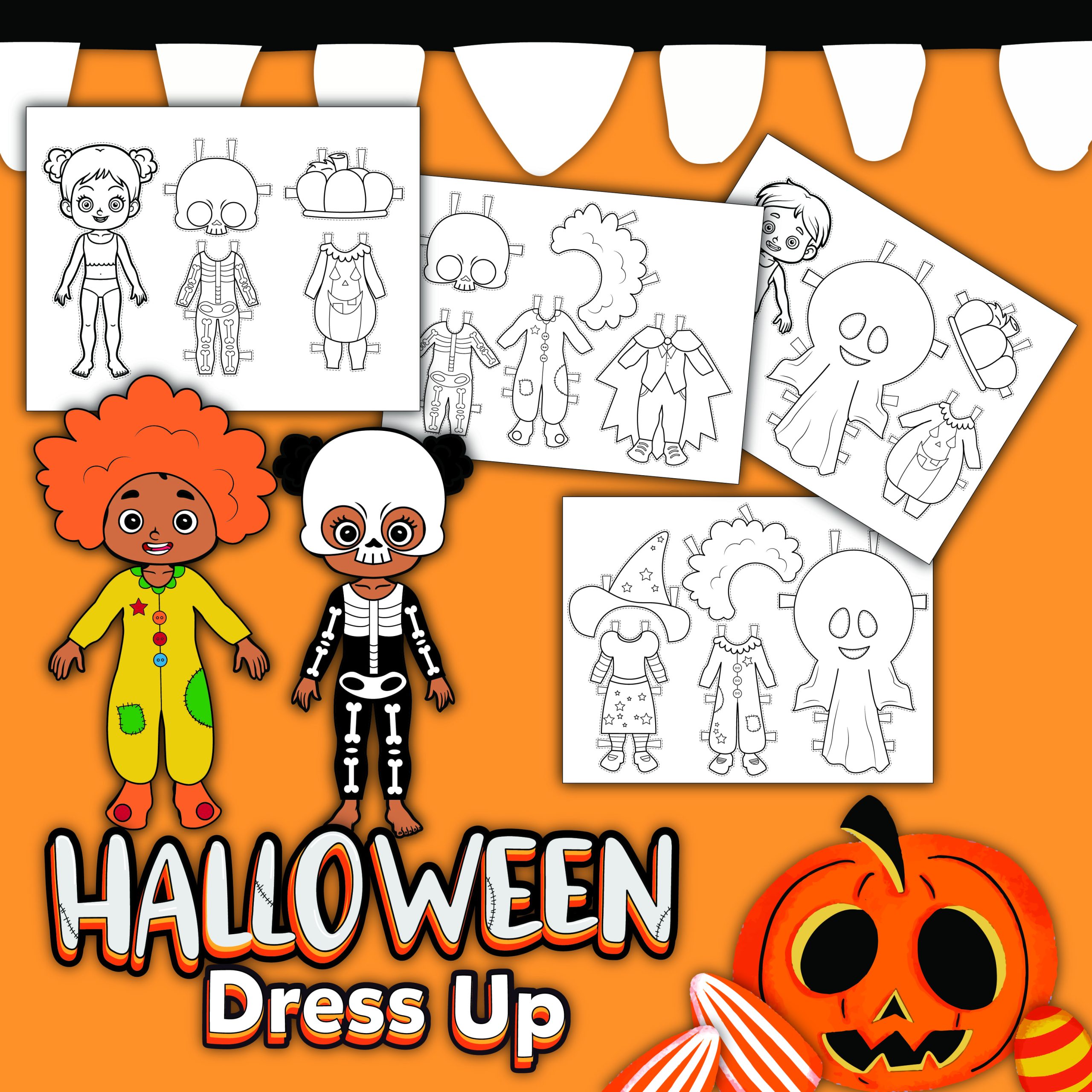 Free printable halloween dress up dolls