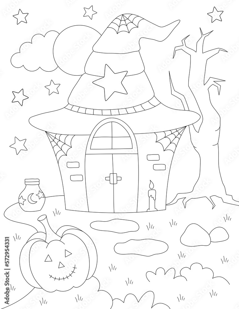 Halloween house coloring page you can print it on x inch paper illustration