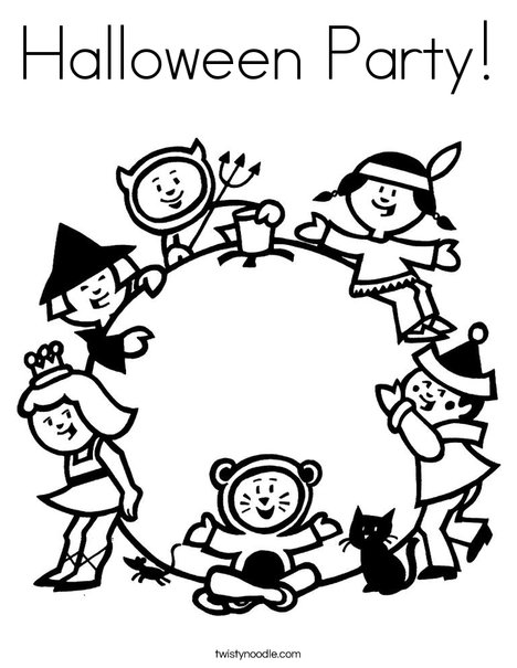 Halloween party coloring page