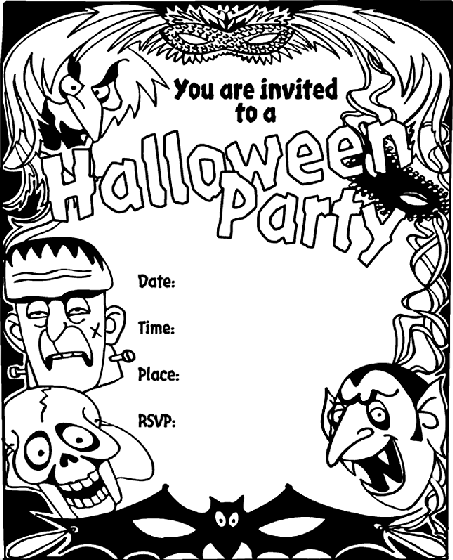 Halloween invitation coloring page