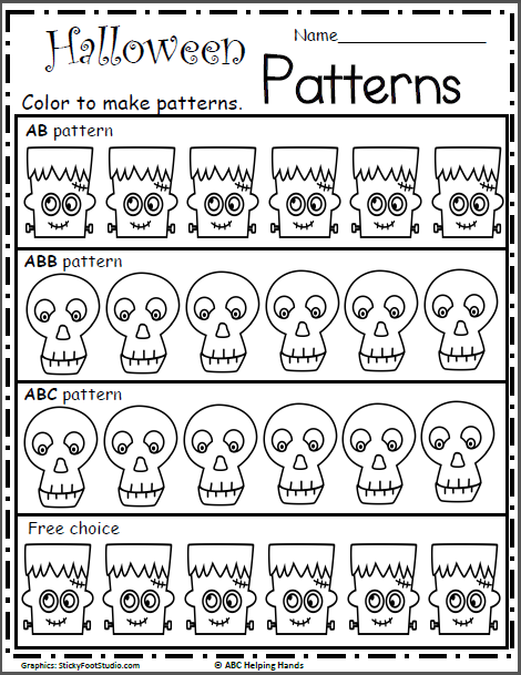 Free halloween pattern worksheets made by teachers