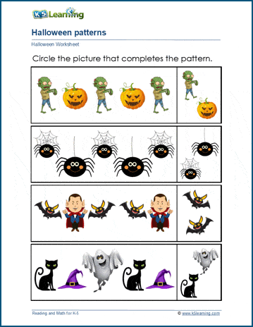 Halloween patterns k learning