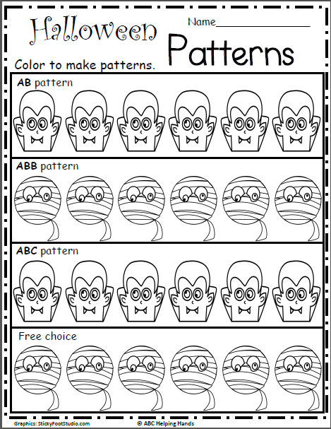 Free halloween math patterns activity made by teachers
