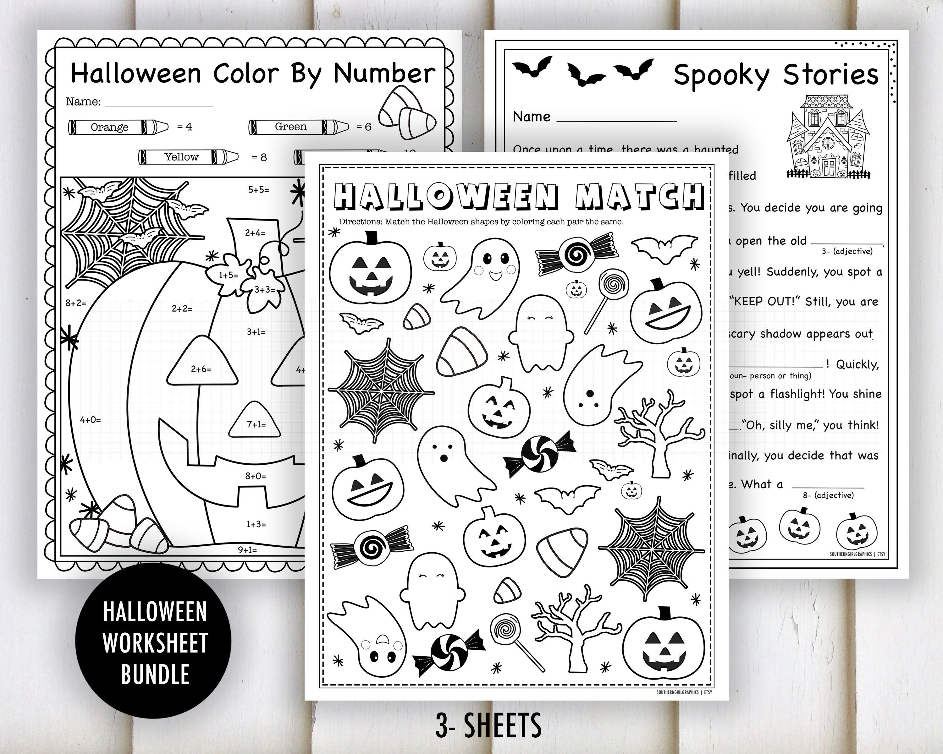 Halloween worksheet bundle halloween math worksheets first grade color by number addition math writing practice printables