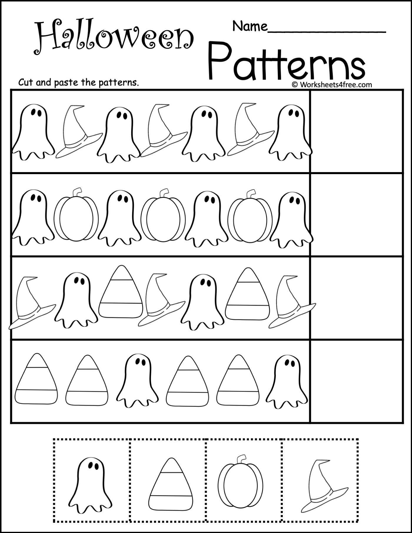 Free halloween patterns worksheet